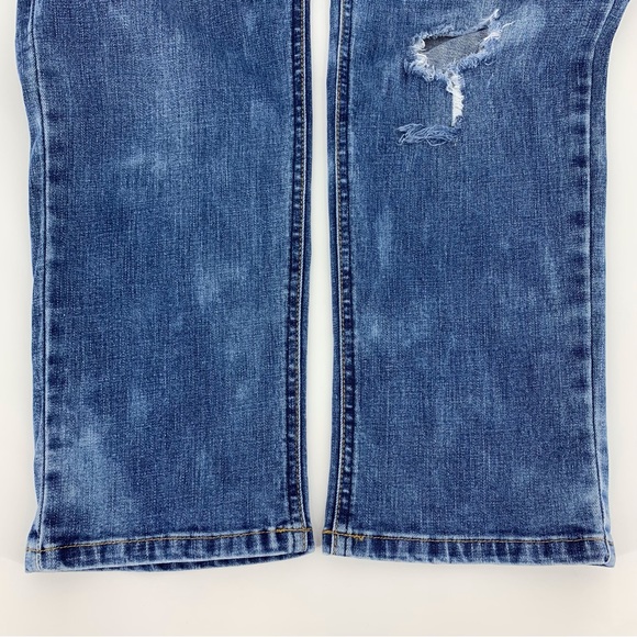 Nanette Lepore Blue Distressed Acid Wash Boyfriend Fit Cropped Jeans, 14 - Picture 4 of 16